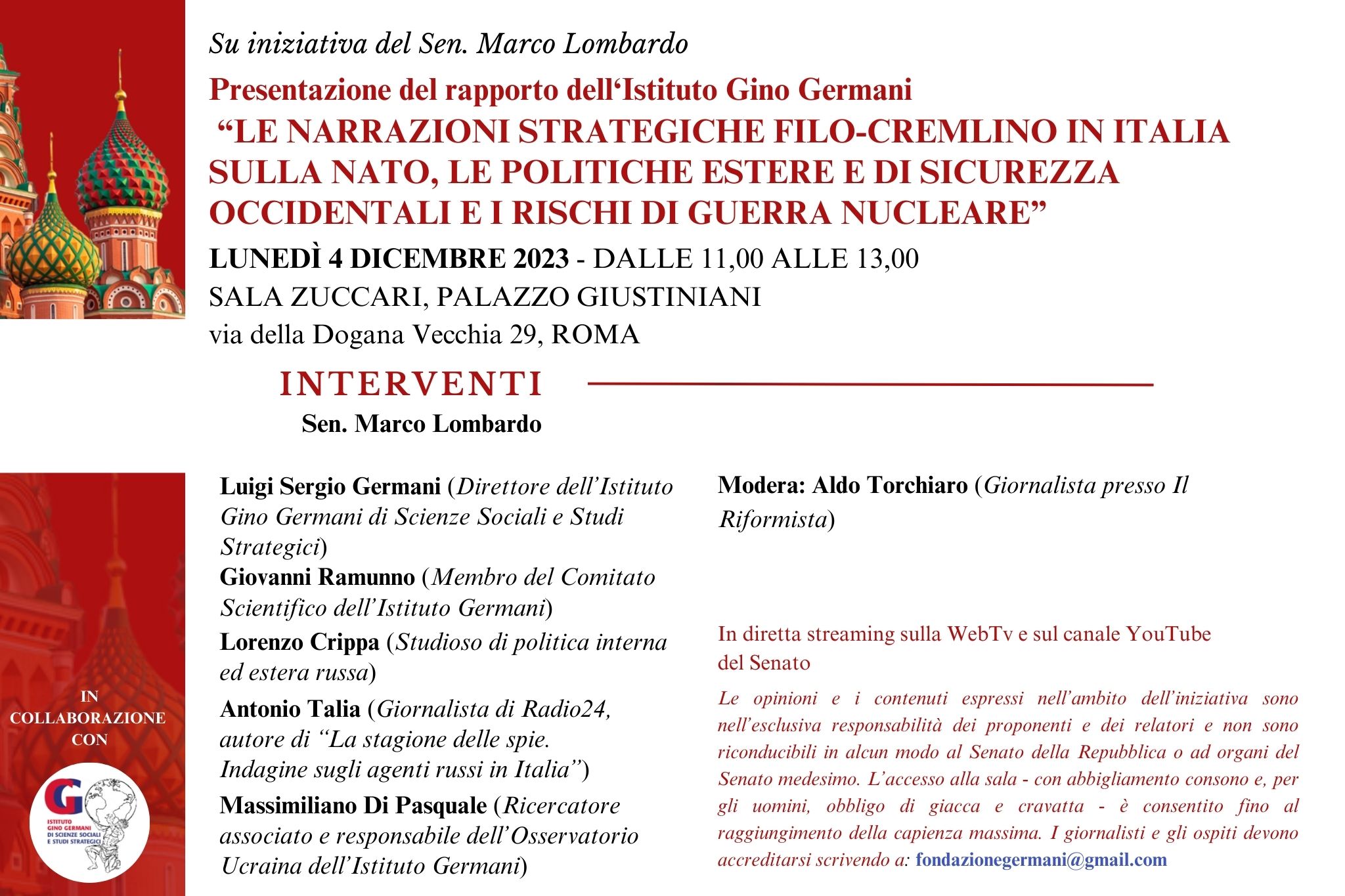 Presentazione del rapporto “Dezinformacija e Misure Attive: le narrazioni strategiche filo-Cremlino in Italia sulla NATO, le politiche estere e di sicurezza occidentali e i rischi di guerra nucleare”